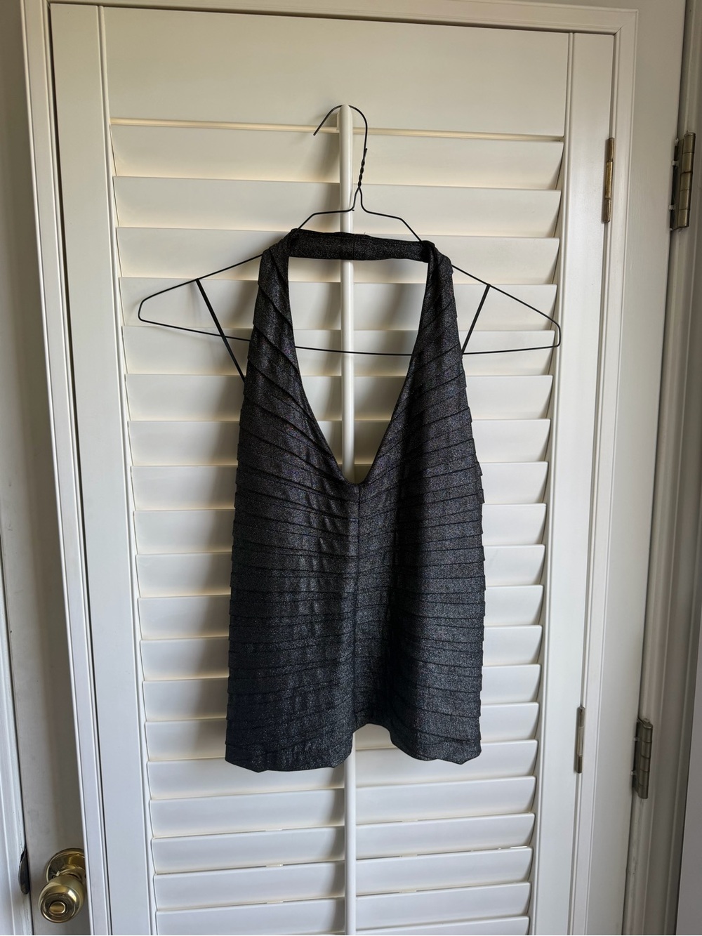 Vintage Expo New York Metallic Shimmer Pleated Halter Tank Top Size 8